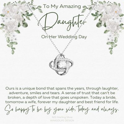 Winigolfe Design to My Daughter On Her Wedding Necklace, to Bride from Mom, Gift for Daughter from Dad Wedding, Sterling Silver Gift to Bride from Mother of The Bride