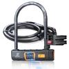 Akso Aoyupe Bright Black Silicone 4-Digit Resettable Combination Heavy Duty Anti-Theft Locks and 12mm x1.2m Cable,U-Lock with Sturdy Mounting Bracket,for Mountain Bikes,1 Set view 1