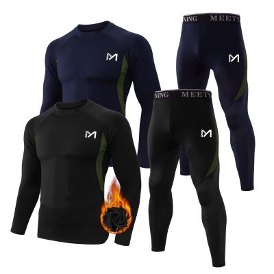 MEETYOO Thermal Underwear for Men,Mens Base Layer,2 Sets Long Johns Hunting Gear