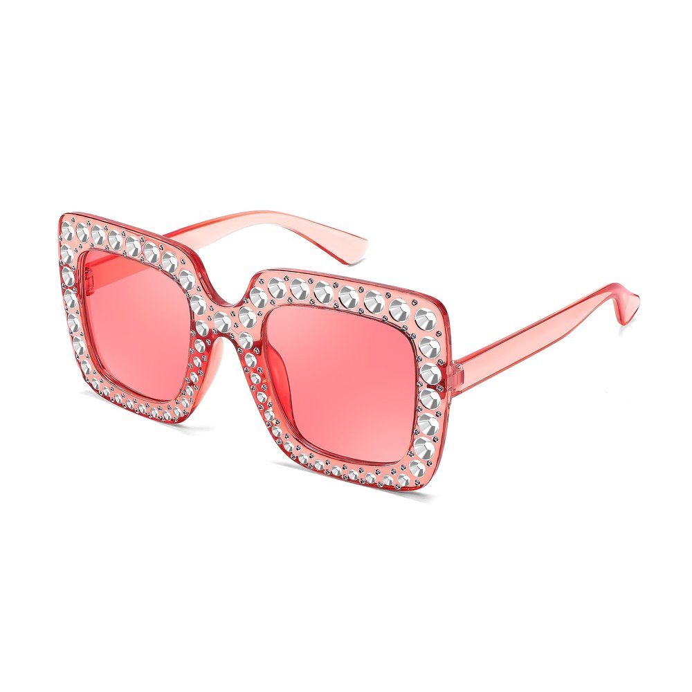 FEISEDY Kids Sunglasses for Girls Oversized Square Sparkling Party Sun Glasses Lightweight Fashion Shades B0053