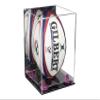 Better Display Cases Acrylic Rugby Ball Display Case Vertical with Mirror Case, Purple Risers, Wall Mount and Clear Base 8" x 8" x 12" (A060/B42) view 1