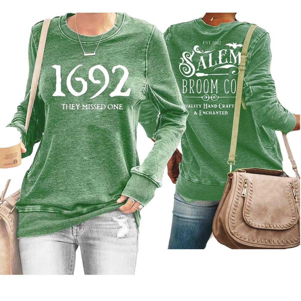 1692 They Missed One Womens 1692 They Missed One Sweatshirt Shirt Halloween Hoodies For Women 1692 They Missed One Shirt Plus Size Fun Shirts 1962 They Missed One Long Sleeve Tee Green