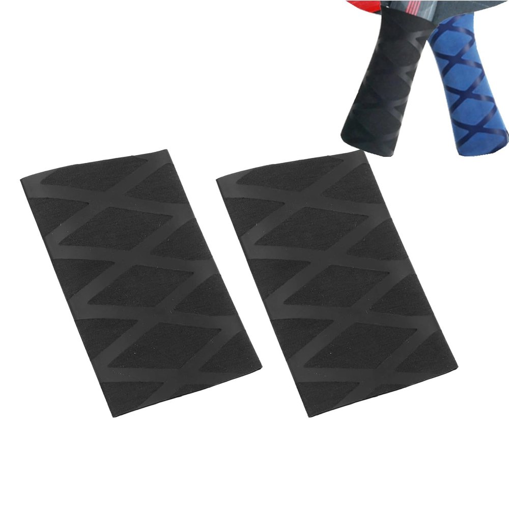 HEEPDD Table Tennis Racket Grip Tape, Heat Shrinkable Handle Sweat Absorbing Band, Black, 4x8cm, 2 Pack