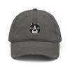 American Staffie hat, American Staffordshire Terrier Gifts, Embroidered Unisex Distressed Hat, Staffie Cap. Charcoal Grey view 1