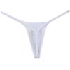 Botmois Men's Solid Stripe Mini Bikini G-string Thong Underwear Minimum Coverage Underpants Tiny Pouch Tangas Sexy T-back White M view 3