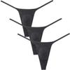 Botmois Men's Solid Stripe Mini Bikini G-string Thong Underwear Minimum Coverage Underpants Tiny Pouch Tangas Sexy T-back 3-Pack(Black) M view 1