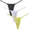 Botmois Men's Solid Stripe Mini Bikini G-string Thong Underwear Minimum Coverage Underpants Tiny Pouch Tangas Sexy T-back 3-Pack(Black,White,Light Yellow) L view 1