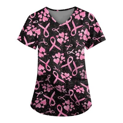 Nurse Uniforms Women Cancer Awareness Shirts Breast Cancer T Shirts Breast Cancer T Shirts for Women Breast Cancer Tshirts Pink Nursing Uniforms 3XL Womens Breast Cancer Awareness Shirts