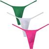 Botmois Men's Solid Stripe Mini Bikini G-string Thong Underwear Minimum Coverage Underpants Tiny Pouch Tangas Sexy T-back 3-Pack(Green,White,Pink) M view 1