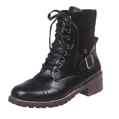 SACFOF Womens Chelsea Boots Fashion Platform Chunky Block Heels Slip On Combat Ankle Booties Chunky Low Heel Ankle Boots
