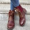 SACFOF Womens Chelsea Boots Fashion Platform Chunky Block Heels Slip On Combat Ankle Booties Chunky Low Heel Ankle Boots view 2