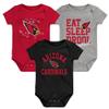 Outerstuff Newborn & Infant Black/Cardinal/Heather Gray Arizona Cardinals Three-Pack Eat, Sleep & Drool Retro Bodysuit Set view 1