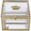 Amosfun Square Glass Jewelry Box Small Trinket Storage Container Display Keepsake Box for Rings Earrings Necklaces 3.54X3.54X2.36In view 1