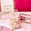 Amosfun Square Glass Jewelry Box Small Trinket Storage Container Display Keepsake Box for Rings Earrings Necklaces 3.54X3.54X2.36In view 4
