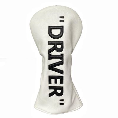 Premium PU Leather Driver Wood Head Cover - White with Black DRIVER Golf Accessory for Men Golfer (1pc)