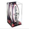 Better Display Cases Acrylic Rugby Ball Display Case Vertical with Mirror Case, Red Risers, Wall Mount and Clear Base 8" x 8" x 12" (A060/B42) view 1