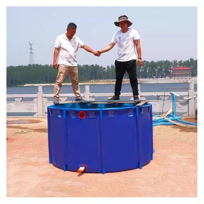 zktoermn PVC Canvas Pool Above Ground Large Fold Aquarium with Drain Valve and Steel Frame for Ponds Fish Tank Koi Goldfish (Color : Blue, Size : 1.8X0.8M/2034L)