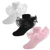 WEIDUAINI Baby Girls Cotton Double Lace Turn Cuff Socks with Big Ruffles for Infant Toddlers and Kids (White Black Pink, 8-10 Years)
