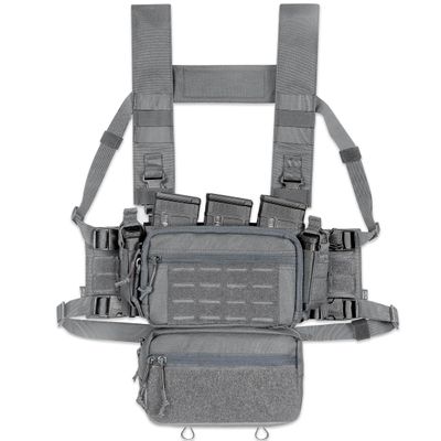 ACE TAC S.O.P. Tactical Chest Rig with 5.56/7.62 Mag, Pistol, Wing Pouch Holders, Molle Dangler - Wolf Grey