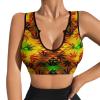 Women Rasta Leaf Pattern Comfortable Sports Bras Padded Yoga Crop Tank Tops Fitness Workout Running Top view 1