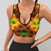 Women Rasta Leaf Pattern Comfortable Sports Bras Padded Yoga Crop Tank Tops Fitness Workout Running Top view 4