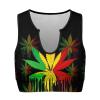 Women Jamaica Leaf Art Comfortable Sports Bras Padded Yoga Crop Tank Tops Fitness Workout Running Top view 2