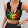 Women Jamaica Leaf Art Comfortable Sports Bras Padded Yoga Crop Tank Tops Fitness Workout Running Top view 4