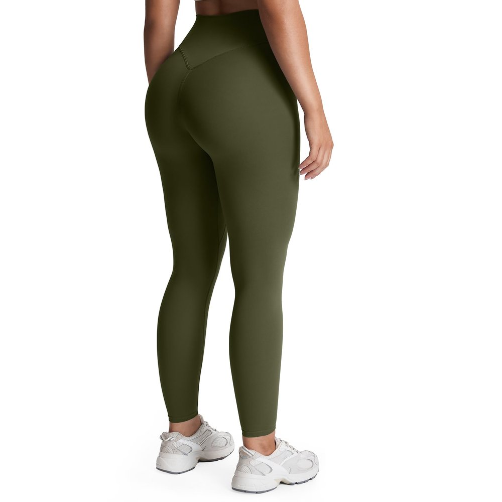 Aoxjox High Waisted Workout Leggings for Women Tummy Control Buttery Soft Yoga Metamorph Deep V Pants 26" (Olive Green, 3X-Large)