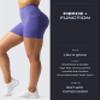 Aoxjox Biker Workout Shorts for Women with Pocket Legend Tummy Control High Waisted Athletic Gym Running Yoga Short 5" (Violet, X-Large) view 2