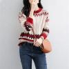 Xingfenly Sleeve Loose Autumn Women Pullover Sweater Yellow Knit Female Pull Striped and Sweaters s3 Red M view 2