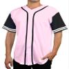 DIGITMON Men's Baseball Jersey Button Down Premium Two-Striped T Shirts Sports Uniform, PINKBLACK X-Large view 1