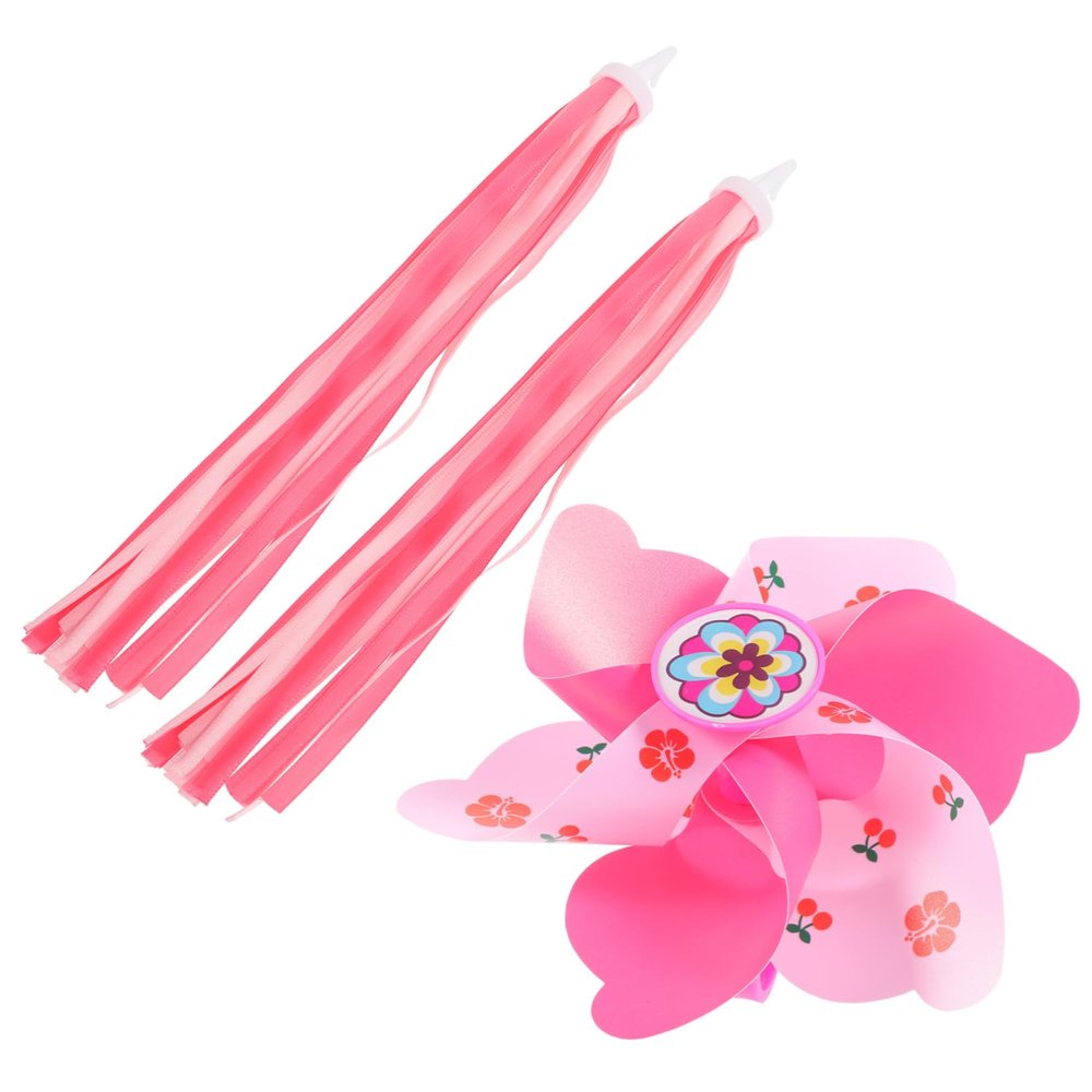 HONMEET 1set Lovely Bike Windmill Delicate Handle Decorations for Boys and Girls Fun Flower Ornaments Ribbons Stylish Bike Decor for Skates and
