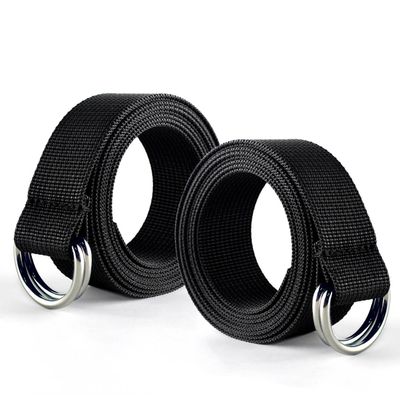 Clocean Durable Web Football Belt with Two Stainless Steel D Rings 52' Flag Football Pants Belt for Men Women Kids Youth Boys Girls (Black)