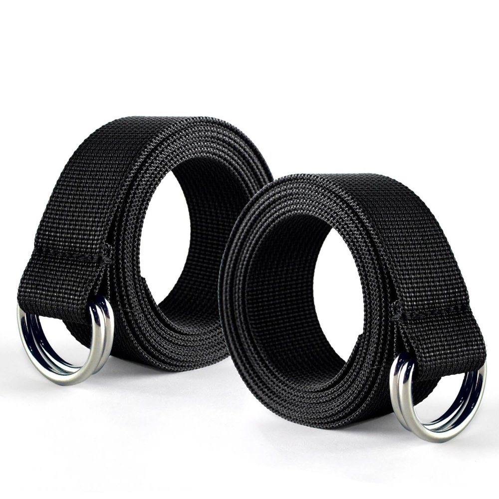 Clocean Durable Web Football Belt with Two Stainless Steel D Rings 52' Flag Football Pants Belt for Men Women Kids Youth Boys Girls (Black)