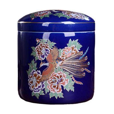 SCOOVY Classic Cat and Dog Coffin Cremation Hand-Painted Ceramic Pet Funeral Box, Casket Pet Memorial Ash Box, Four Flowers Pattern