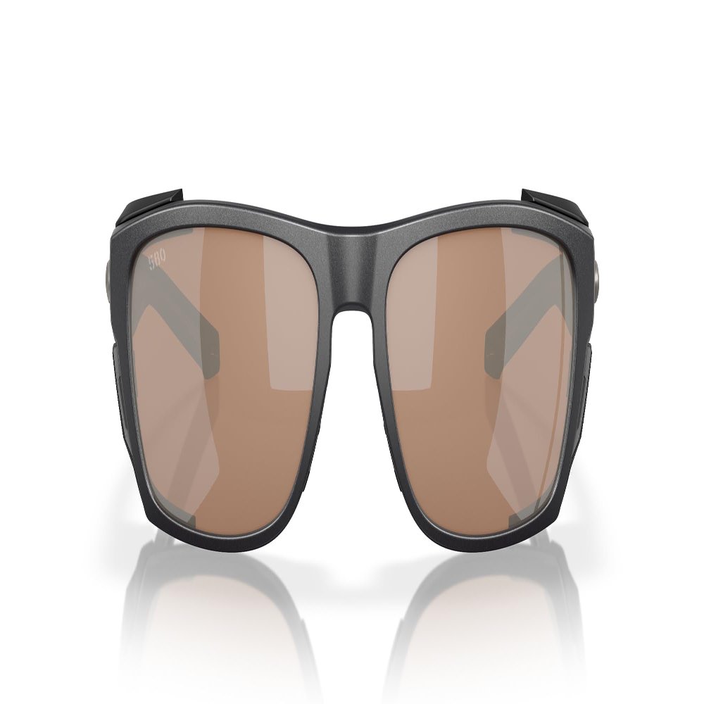 Costa Del Mar King Tide 6 Polarized Rectangular Sunglasses, Black Pearl/Copper Silver Mirrored Polarized-580G, 58 mm