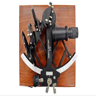 AS BRASS INSTRUMENT Tamaya Nautical Sextant 9" Vintage Navigational Marine Instrument with Wooden Box - Antique Brass Finish - Functional Brass Sextant - Navigation Tool