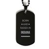 Indiana State Gifts, Born and raised in Indiana, Indiana Black Dog Tag, Birthday Holiday Gifts for Friends Men and Women view 1