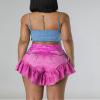 Dawery Women Fake Jean Printed Ruffles Hem Skirts Style Shorts Summer Street INS Short Trousers Rose Red XXL view 4