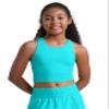 CRZ YOGA Girls Butterluxe Double Lined Racerback Crop Tank Tops - High Neck Dance Yoga Athletic Casual Tight Kids Teen Spectral Blue Large view 1