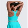 CRZ YOGA Girls Butterluxe Double Lined Racerback Crop Tank Tops - High Neck Dance Yoga Athletic Casual Tight Kids Teen Spectral Blue Large view 2