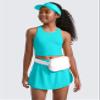 CRZ YOGA Girls Butterluxe Double Lined Racerback Crop Tank Tops - High Neck Dance Yoga Athletic Casual Tight Kids Teen Spectral Blue Large view 3