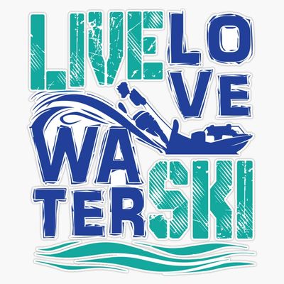 Magnet Live Love Water Ski Viny Magnetic Bumper Sticker 5"