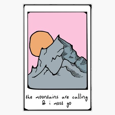 Magnet The Mountains are Calling and I Must Go Polaroid Picture Viny Magnetic Bumper Sticker 5"