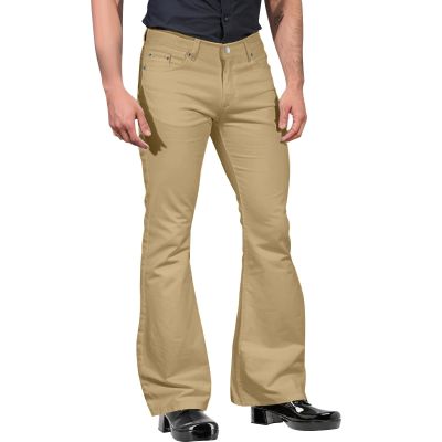 ZYXTIM Vintage Bell Bottom Desco Pants for Men 60s 70s Outfits Skinny Slim Stretch Bell Bottoms Flared Pants for Club Party Khaki