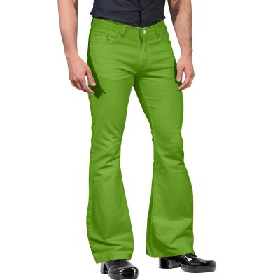 ZYXTIM Men Bell Bottom Pants Vintage 60s 70s Slim Fit Stretch Wide Leg Comfy Flare Formal Dress Bootcut Trousers Disco Pants Green