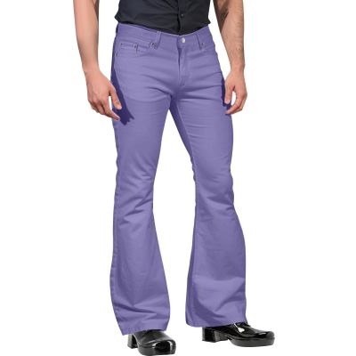 ZYXTIM Men's Casual Retro Party 60s 70s Disco Pants Vintage Wide Leg Stretch Slim Fit Flares Formal Dress Trousers Bell Bottom Purple