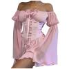XUNRYAN Renaissance Dress Women with Corset Off Shoulder Flare Sleeve Gothic Mini Prom Dress Ball Gown Halloween Costume view 1