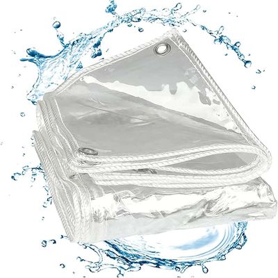 Amunpitic Tarp Outdoor 19.69x22.97ft, Transparent Tarpaulin Waterproof, Snowproof Tarps Duty Heavy with Grommets, for Garden Patio Lawn Plants Greenhouse or Pet Hutch Roof