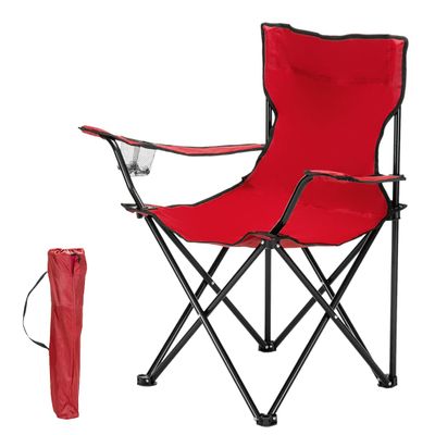 Kcelarec Portable Folding Camping Outdoor Beach Camp Chair, Sports Chair, Outdoor Chair & Lawn Chair (Style 1-Red)